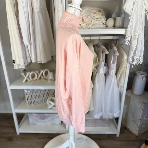 Zenana sz. Large pink lightweight turtleneck sweater, feminine, classic #3633 - Picture 2 of 7